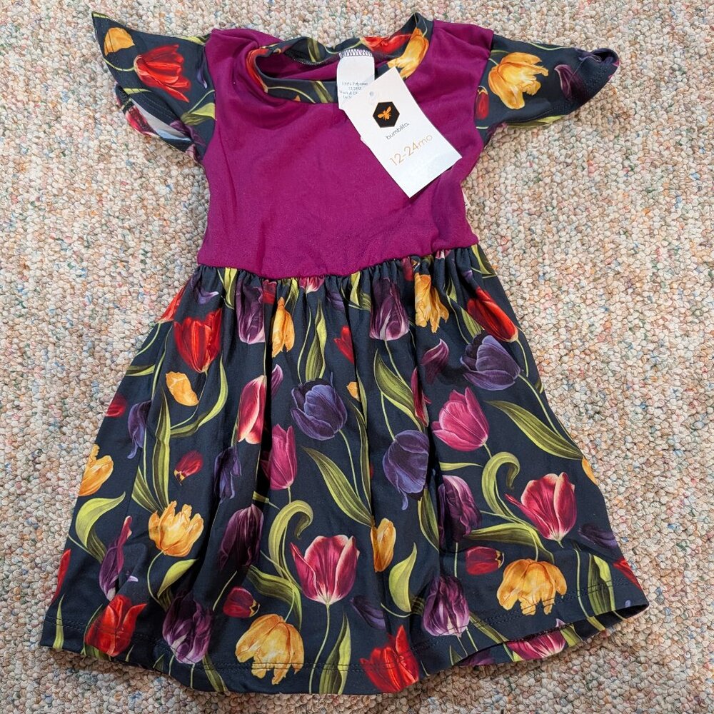 New With Tags! Bumblito Toddler Dress - Tulip Floral Print (12-24 Months)